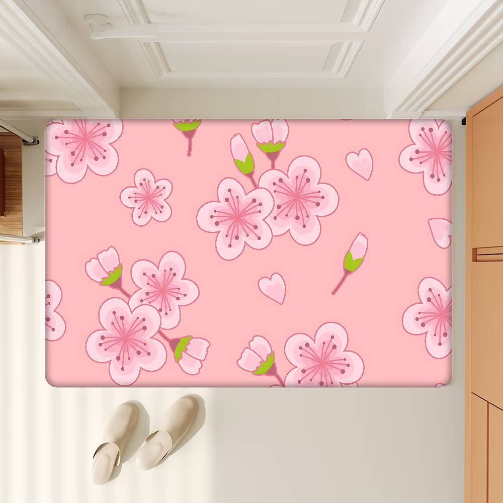 Cherry Blossom Art Pattern Hallway Carpet Non-Slip Laundry Room Mat Laundry Decor Balcony Child Living Room Bedside Area Rugs