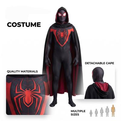 Black Role Play Costume Full Set with Cape for Stage Performance Halloween Cosplay