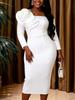 Cold Shoulder Bodycon Midi Dress 3D Rose Long Sleeve Wedding Guest Cocktail Party Evening Dresses for Women