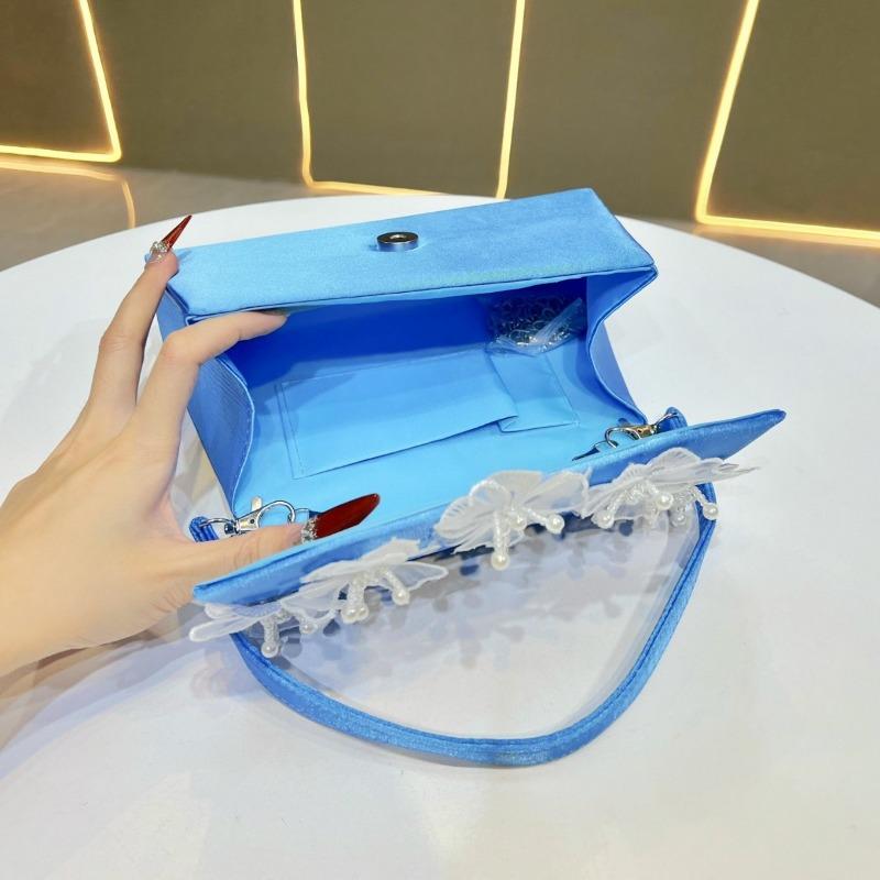 Floral Handbag, Fashionable Crossbody Bag, Pearl Clutch Bag, Simple Banquet and Dinner Bag