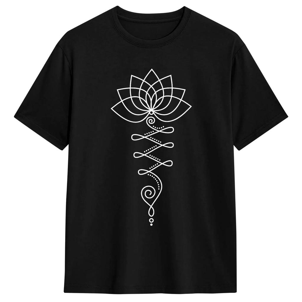 Lotus Flower Yoga Meditation Breathe Cotton Tshirt For Adult Summer Vintage Tshirts Harajuku Tee Shirt Oversized Print Clothes