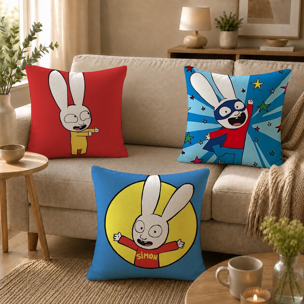 Cartoon Ssimon Rabbit Cushion Cover Shortplush Cushion Coverbreathableskinfriendlywashableroom Sofa Decor Gift