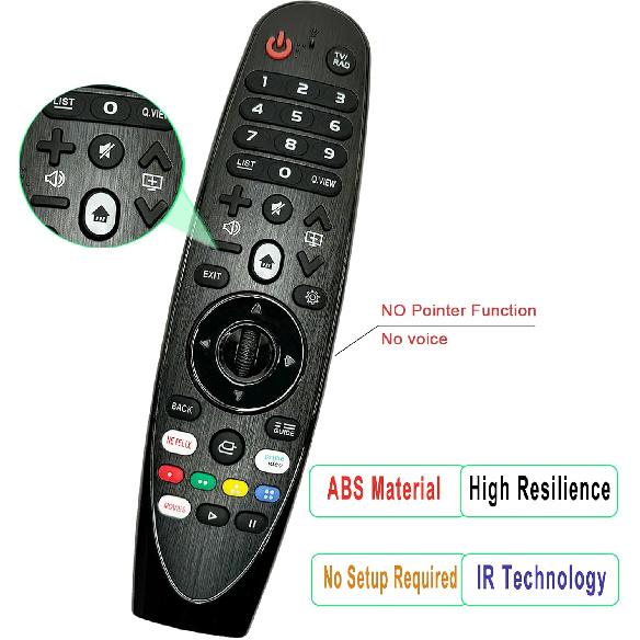 MR20GA AKB75855501 Replacement IR Remote Control Compatible with LG 2018-2023 TV 43UN7300PUF 43UN7300PUC 43UN7300PUD 43UN7100PUA 43UN7000PUB