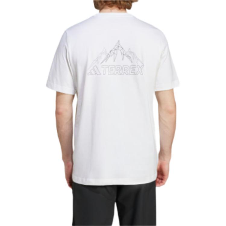 Adidas Graphic T-Shirt Printed Sports Short Sleeve Round Neck Men Tops White IZ0465