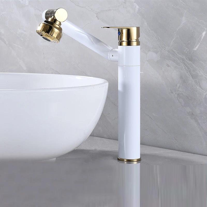 Multifunction Bathroom Faucet Gold Sink Faucet Hot Cold Water Mixer Crane Deck Mounted Universal Water Taps Black White
