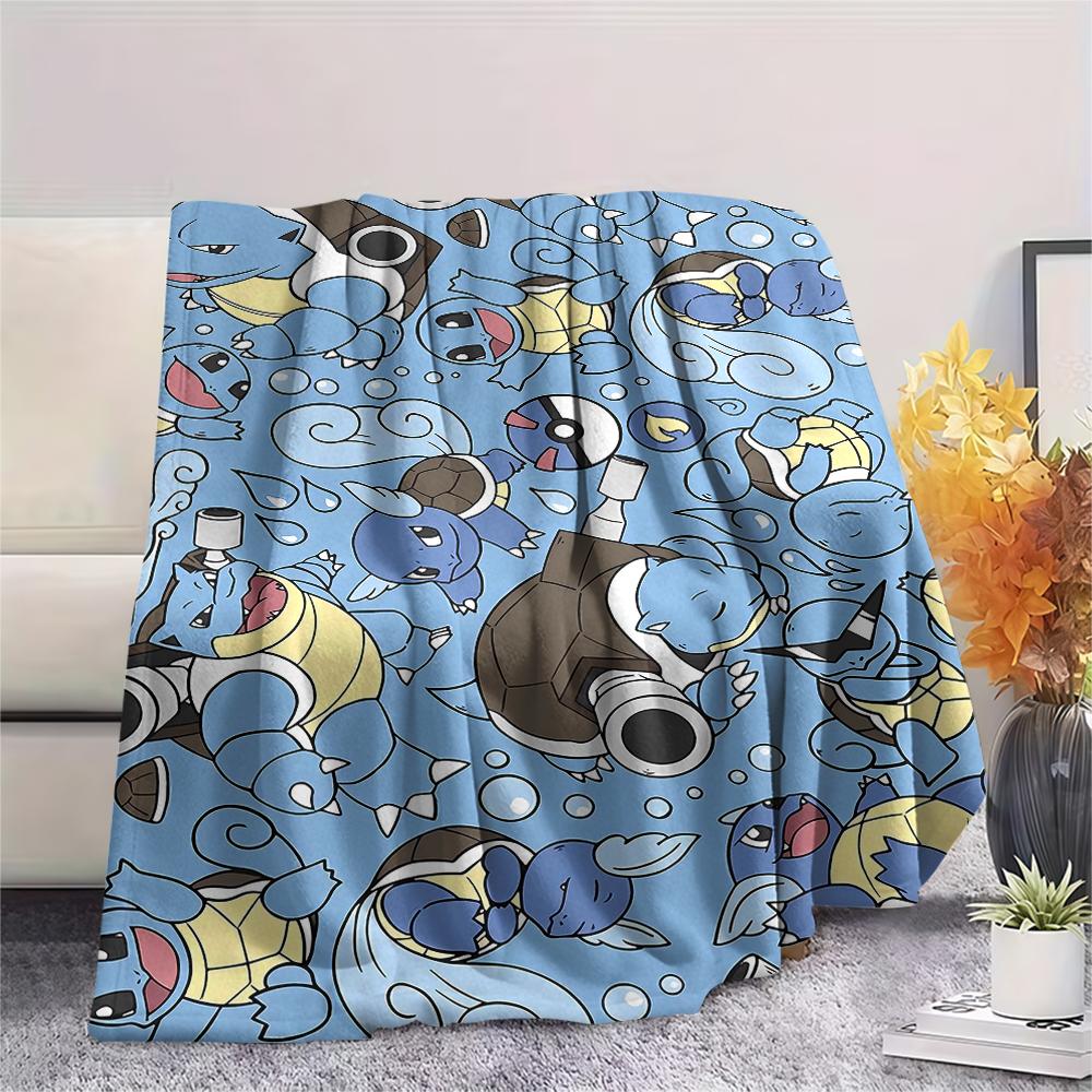 Pokemon Rocket Turtle Print Flannel Blanket,High Quality Comfortable for All Seasons,Home Decor,Warmth and Comfort,Perfect for Christmas Gifts