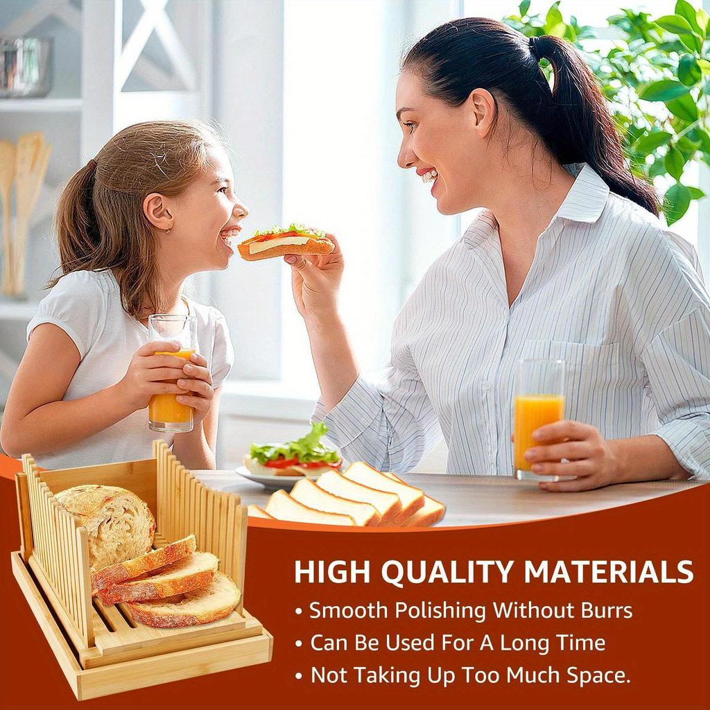 Bamboo Bread Slicer with Crumb Tray for Home Baking