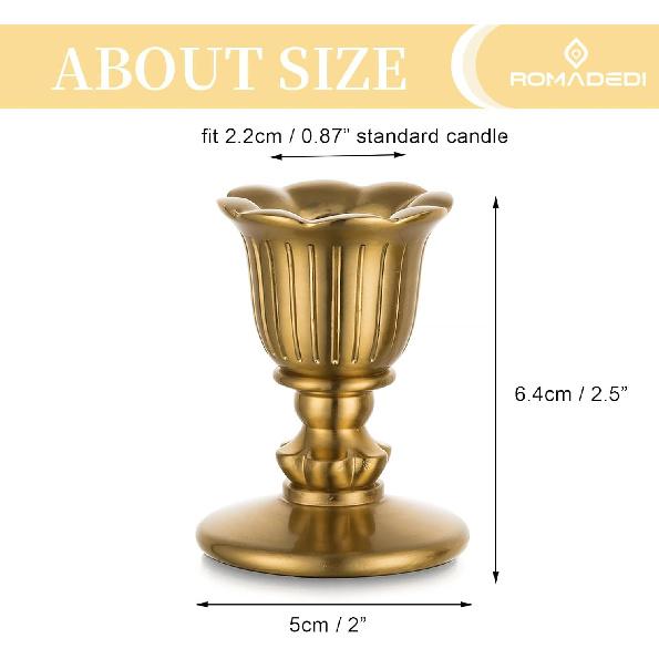 Vintage Candlestick Candle Holders Brass - Romadedi Taper Gold Candle Stick Victorian Style for Table Centerpiece Wedding Festive Christmas Mantel