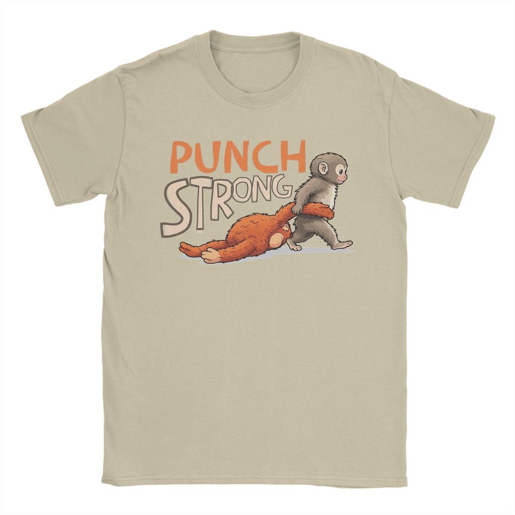 Unisex TShirt Baby Monkey Punch Strong Funny Cotton Tees Short Sleeve T Shirts Round Collar Clothing Printed