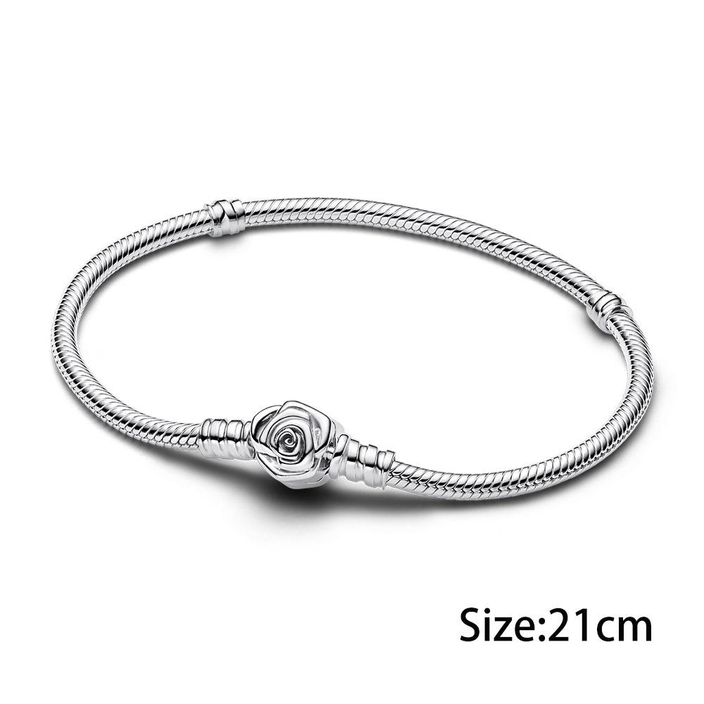2024 Nuevo anillo de pulsera con dije de rosa colgante de amor romántico de plata esterlina S925 compatible con pulsera original DIY para mujeres