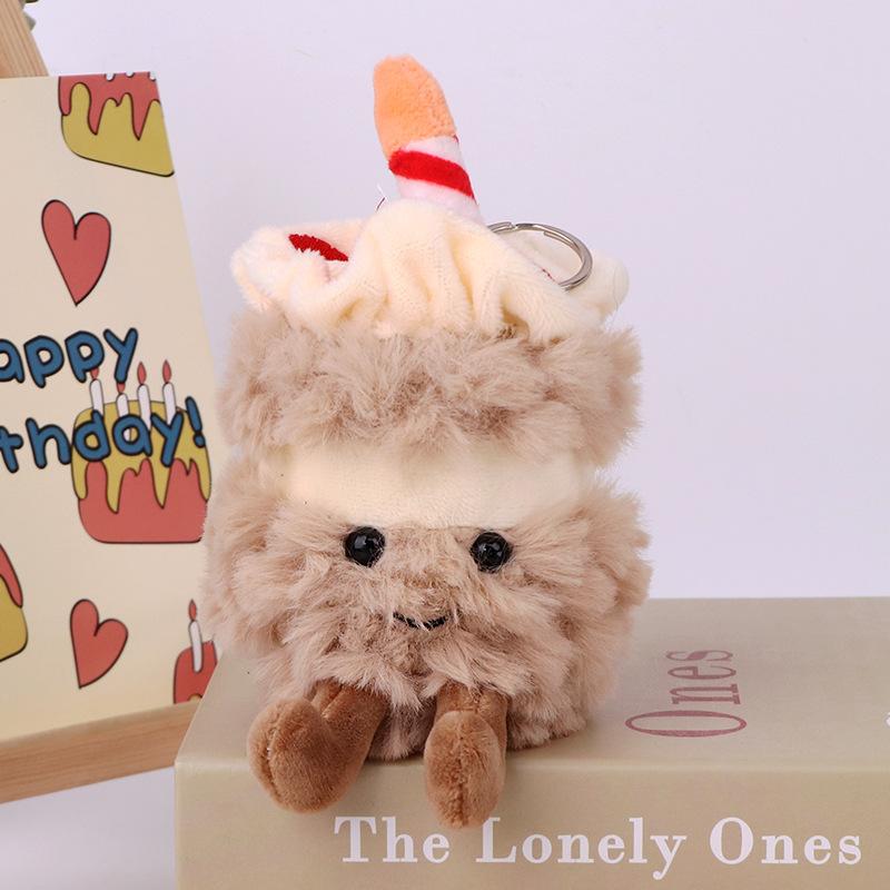 Kawaii Birthday Cake Plush Keychain Cute Cake Doll With Candle Pendant Soft Fluffy Food Toy Backpack Bag Hanging Decor Gift