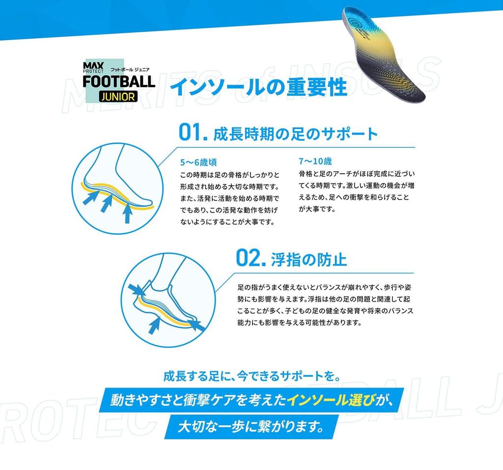 SIDAS Max Protect Football Junior Insole (330215104) for Elementary School Students and Children (Small, Size 23.5-24.5cm)