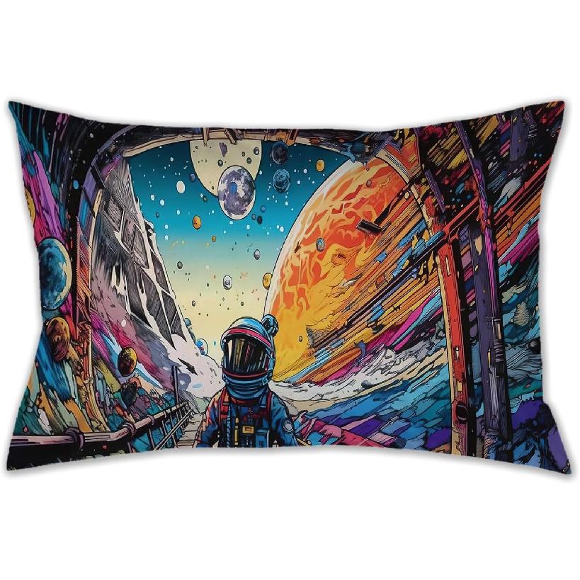 Japanese Anime Pillowcase Kawaii Cat Cute Pillow Case Green Plants Rectangular Cute Pillow Covers 20"x 30" Inch Pillowcases with Hidden Zipper Sofa
