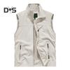 Herre Vest Ståkrage Ermeløs Glidelåslukking Vestjakke med Store Lommer Ensfarget Utendørs Fiskevest
