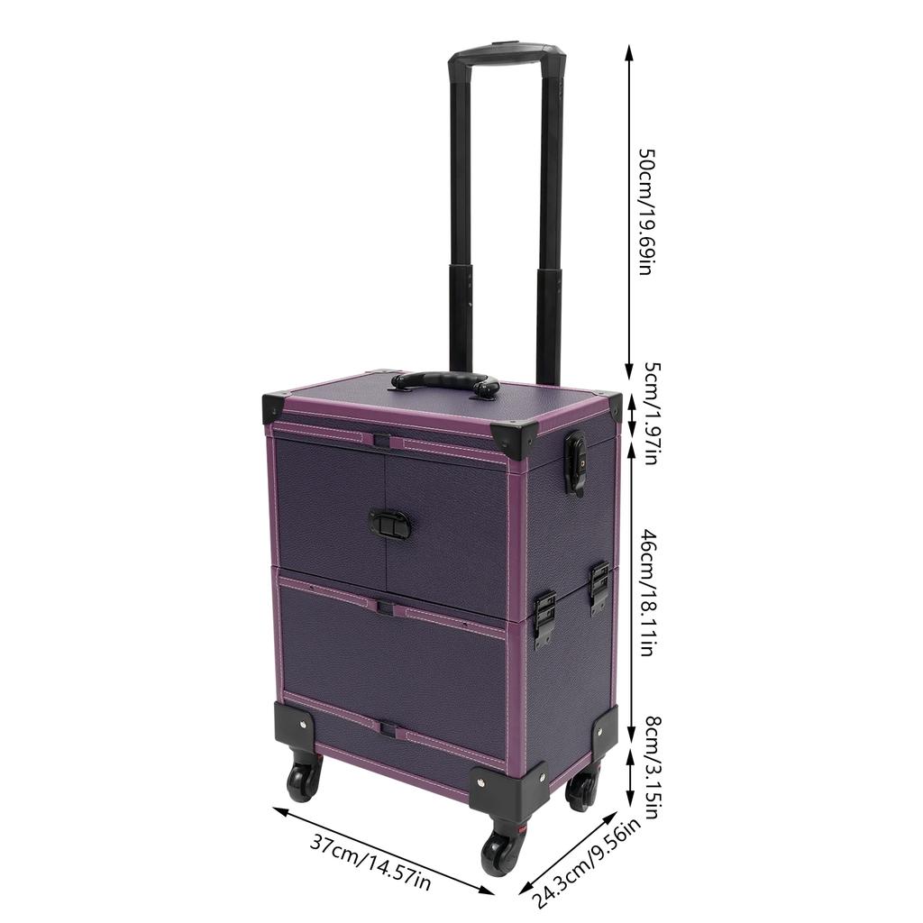 Purple Rolling Makeup Case – Stylish Professional Artist Trolley Organizer