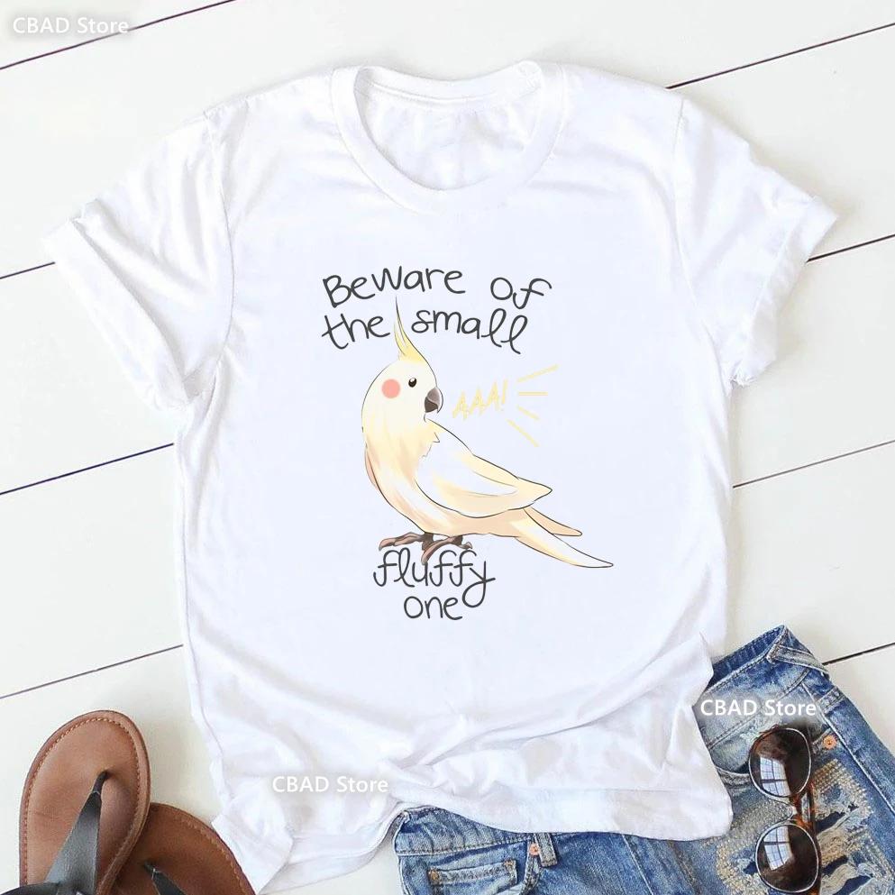 Cute Cockatielsparrot Bird Lovers Print T Shirt Girls Sunflower Flowers Tshirt Unisex Harajuku Kawaii Clothes Summer Tops Tee