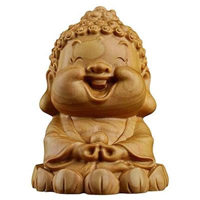 Cute Mini Shakyamuni Buddha Carved from Premium Natural Perfect for Soto Zen or As a Laughing Buddhist Principal Good Business and Feng Shui Statue,
