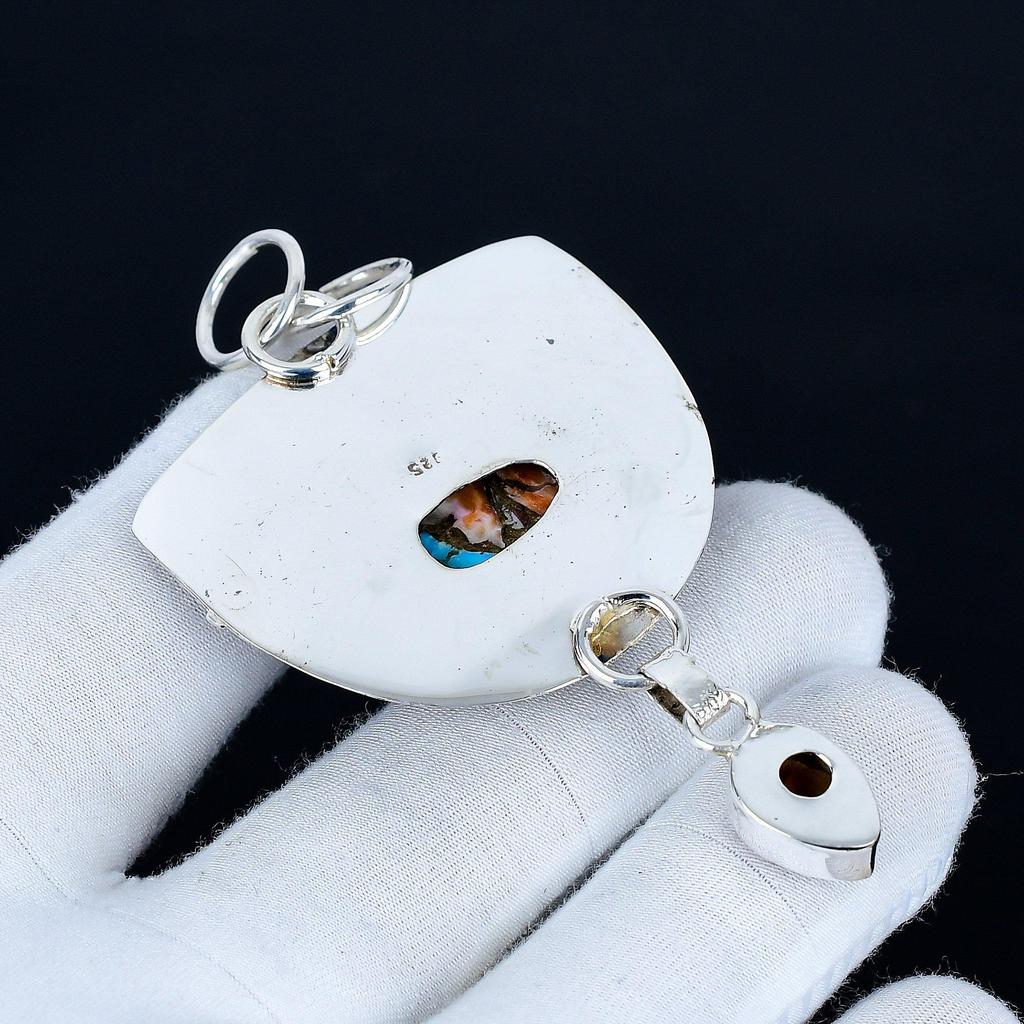 Orange Spiny Oyster Pendant, 925 Sterling Silver Handmade Jewelry, Smoky Topaz Silver Pendant, Party Wear Jewelry For Women's, Pendant Engagement Gift