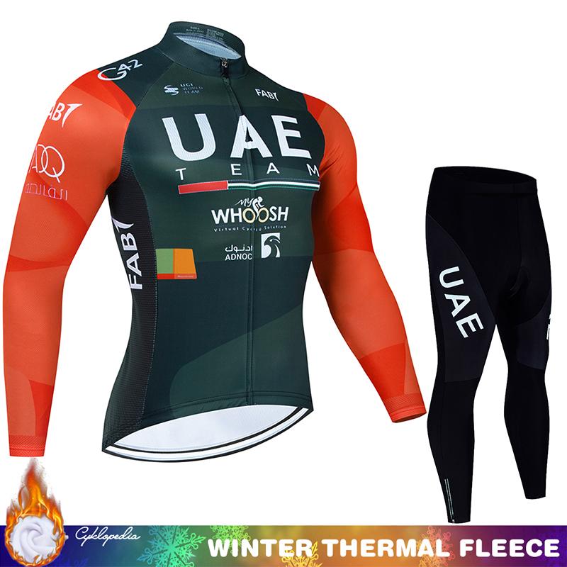 Cycling Clothing Man Bicycle Jerseys Men Sportswear Set UAE Winter Bike Jacket Thermal Fleece Jersey Men's Blouse Mtb Bib Suit
