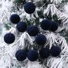 12pcs 6cm Christmas Tree Ball Pendant Flocked Xmas Tree Ornaments Christmas Spheres  New Year Noel