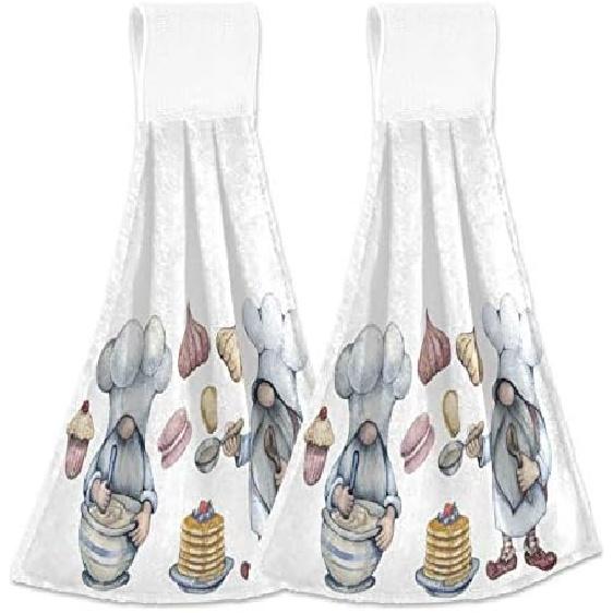 Winter Snowman Owl Kitchen Towels Christmas Snowflake Bathroom Hand Towel Hanging Tie Towel with Loop 2PCS, Soft Absorbent Dish Cloth Fingertip Towel