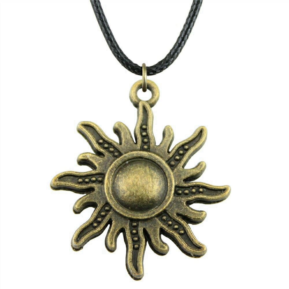 Star Pendant Necklace Vintage Minimalist Moon Sun Charms Cosmic Jewelry With 45cm Leather Chain