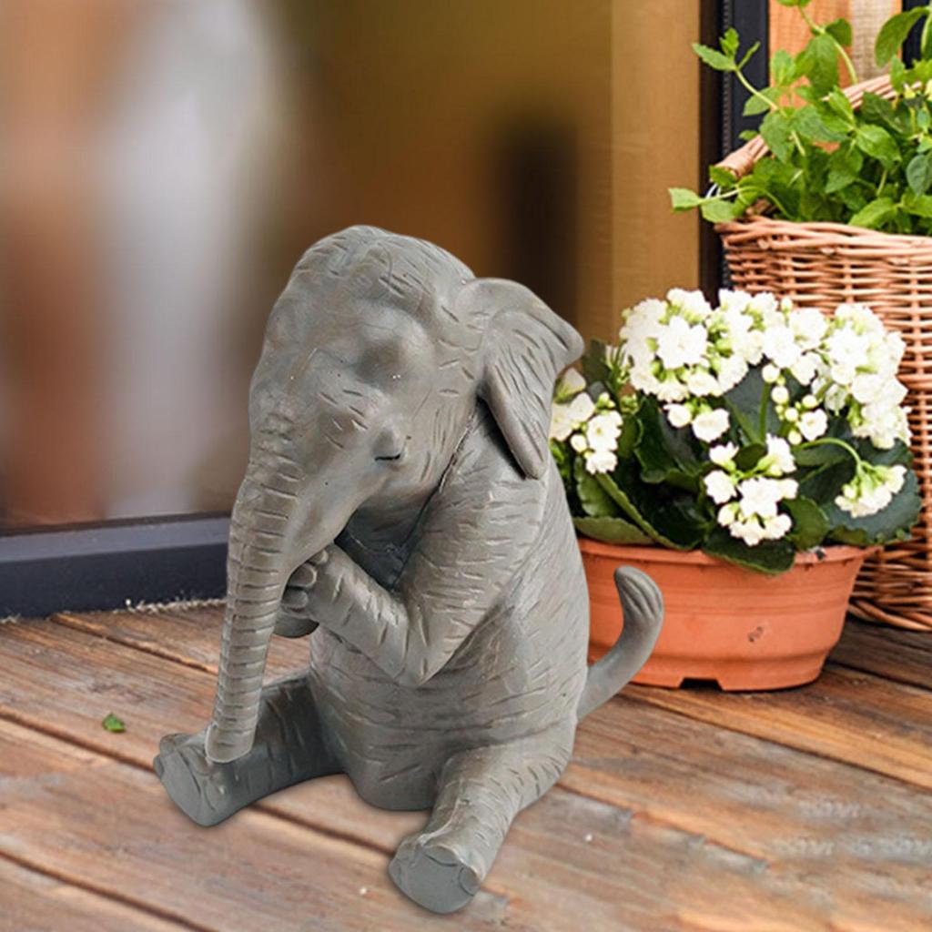 Hand Painted Elephant Model Figurine Realistic Animal Sculpture PVC Toy for Living Room Bedroom Office Decor