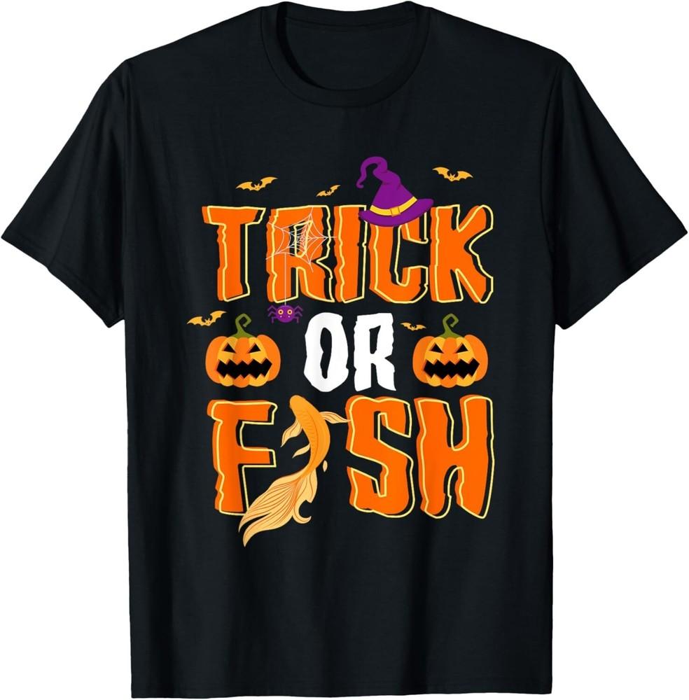 

Fisherman Fishing Halloween Trick Or Fish Pumpkin Spooky Tee Gift Unisex T-Shirt 3XL
