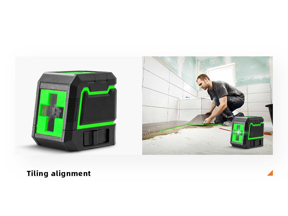 Compact 2-Line Laser Level with Automatic Green Light Projection for Precision Surveying