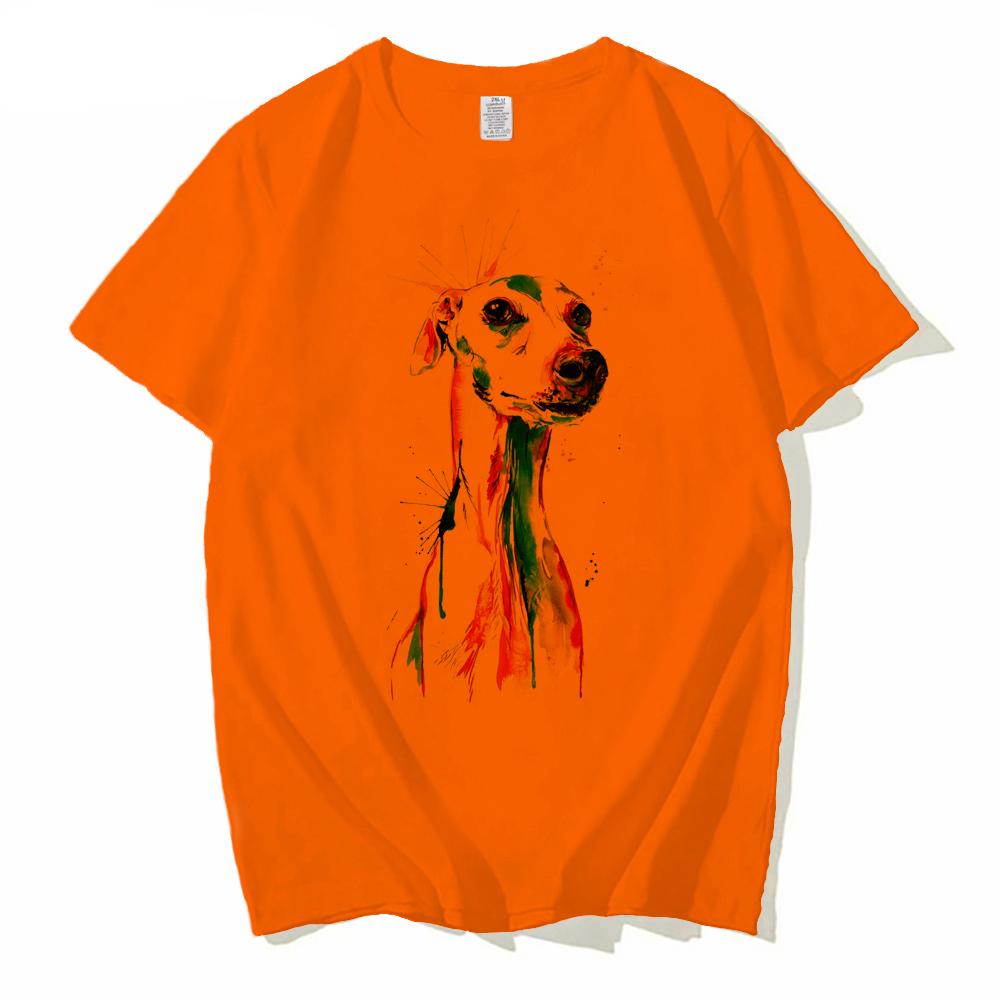 New Fashion Men O-Neck Greyhound Watercolor Print unisex streetwear white Hip Hop Geek Short Sleeve T Shirts