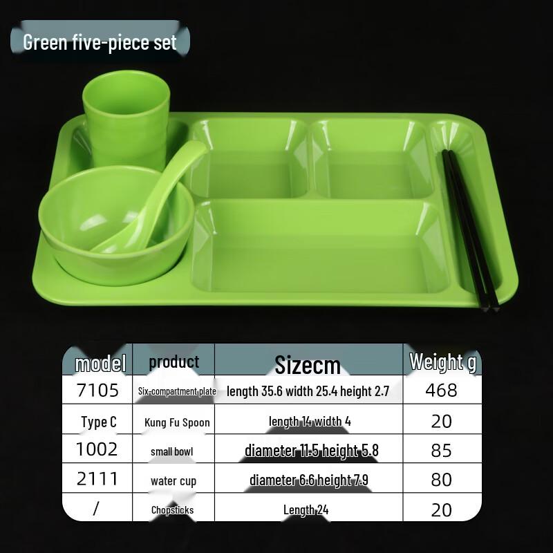 Thickened Six-Compartment Melamine Canteen Tray