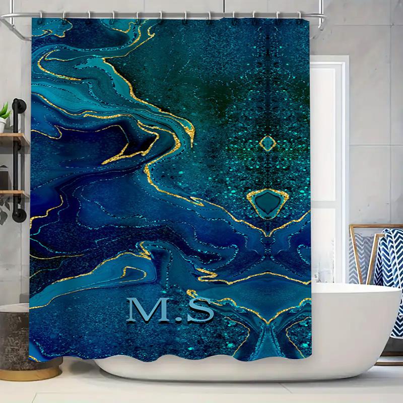 

Green Leaves Shower Curtain Watercolor Style Bathroom Decor Privacy Window Fabric Waterproof Rectangular Blue Green Colorful Pa W60H190(CM)-1 Pcs