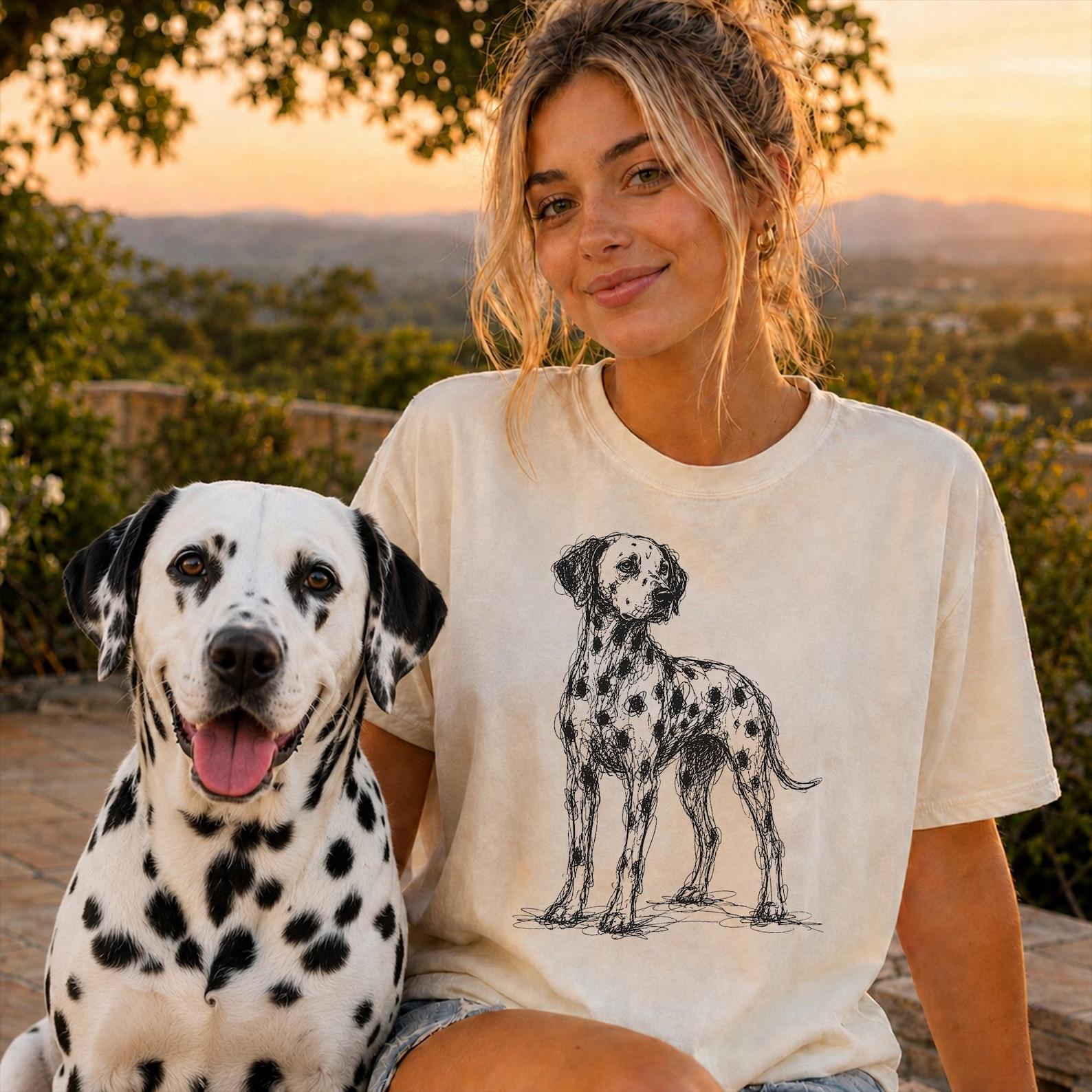 Dalmatian Line Art Shirt, Minimalist Scribble Spotted Dog Sketch Tee, Abstract Dalmatian T-Shirt, Dalmatian Mom Gift, Artsy Dog Tee XL