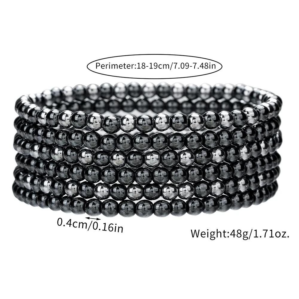 Brățară la Modă Hematit Titan Hertz Simplă cu Mărgele Piatră Biliară Neagră Brățară Elastică Bijuterii Vindecătoare pentru Sănătate
