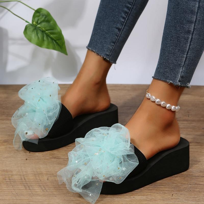 

Летние уличные современные тапочки, семь цветов, женская обувь на танкетке, распродажа 2025, новые сексуальные женские тапочки на высоком каблуке 42 светло-синий