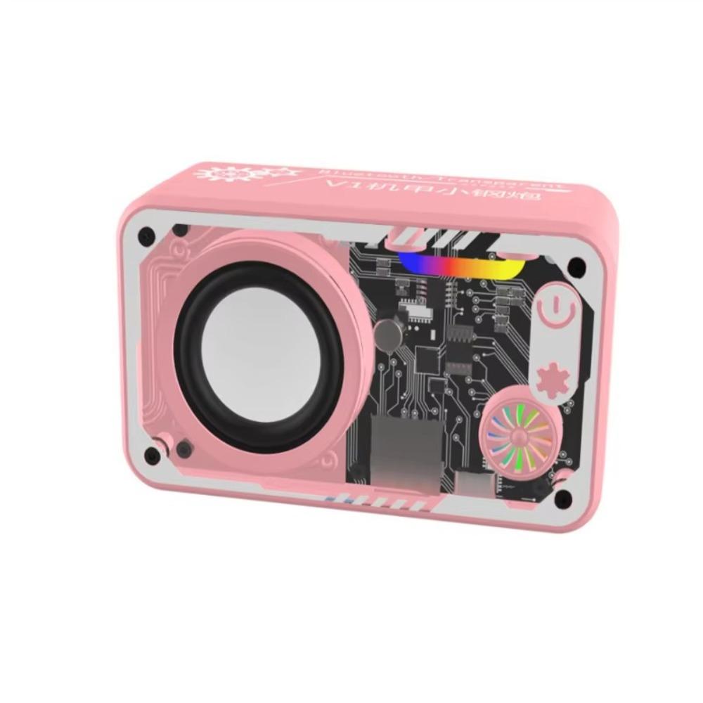 

Colorful LED Lighting Transparent Mecha Speaker Mini Portable Speaker Bedroom Decor рожевий