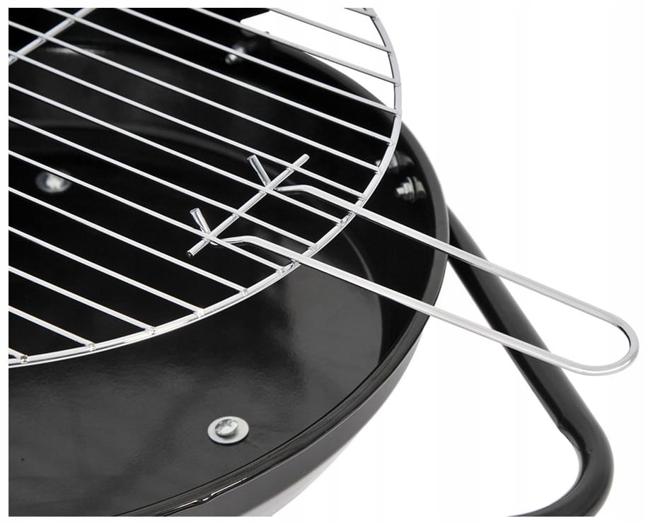 Grill ogrodowy półotwarty czarny Ruszt 37cm mobilny stalowy grill na węgiel