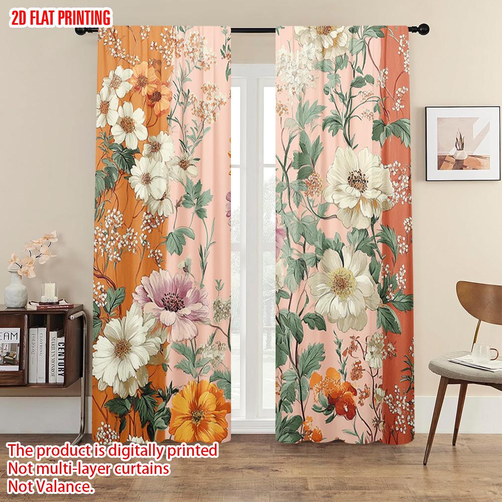 2pcs   plane printing Creative Curtains Bohemian Flowers Colorful Durable Polyester (without rod) Gifts Perfect for Living Room