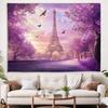Sakura Tower Landscape Wall Hanging Tapestry Fabric Painting for Home Office Dormitory Party Decoration Brick Wall Wooden Board