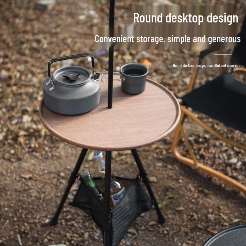 Adjustable Aluminum Folding Outdoor Table with Lamp Holder for Camping and Motorcycle Touring