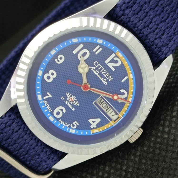 

ВОССТАНОВЛЕННЫЕ ВИНТАЖНЫЕ CITIZEN AUTO 8200 JAPAN MENS D/D BLUE WATCH 610a-a317554-9 SKU610a-a317554
