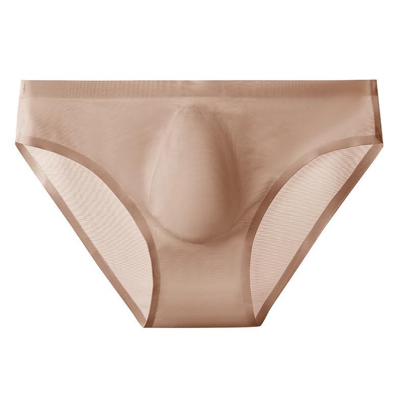 Chiloți Fără Cusături Bărbați Sexy Mătase de Gheață Lenjerie Intimă Pantaloni Scurți Netede Pungă 3D Moale Chiloți Ultra Subțiri Bărbați Transparent Lingerie