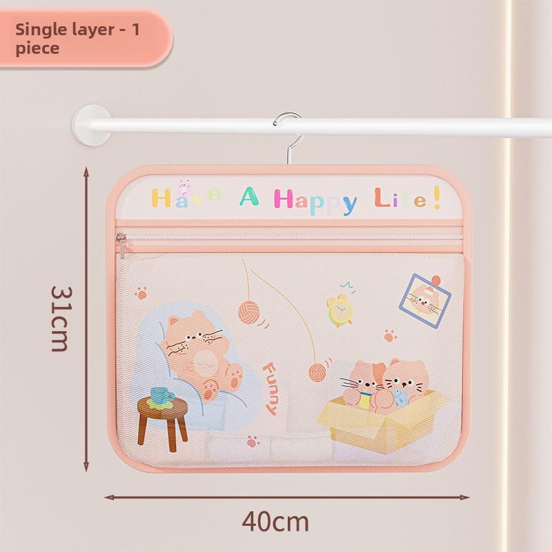 Многослойный подвесной органайзер для хранения носков, нижнего белья, мультяшный органайзер для спальни и кухни Single layer розовый