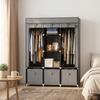 Fabric Wardrobe made of Non-Woven Fabric, Folding Wardrobe, incl. 3 Drawers, 125 cm x 43 cm x 162.5 cm, Grey
