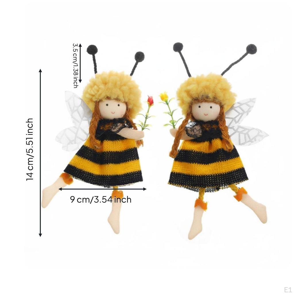 2 Pieces Hanging BeeThemed Girl Doll Stuffed Toy Cute Design Fairy Bee Festival Themed