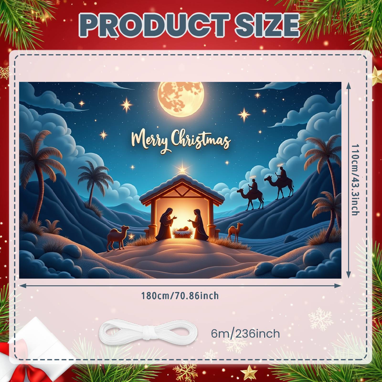 Christmas Scene Display Palm Trees Xmas Banner Holiday Background Shining Stars Christmas Banner For Church Service Christmas