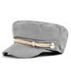 Beret Navy Corduroy Hat Metal Buckle Octagonal Hat Flat Top Hat Material Cotton