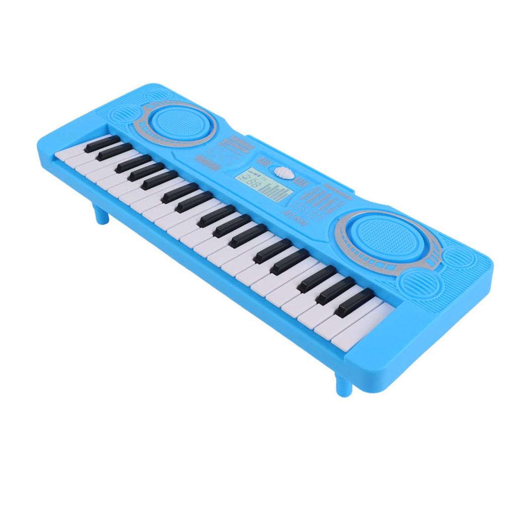 Walfront Electronic Piano Toy, 2 Modes, 37 Keys, Multi-Sound Effects, Kids Keyboard Piano, Blue
