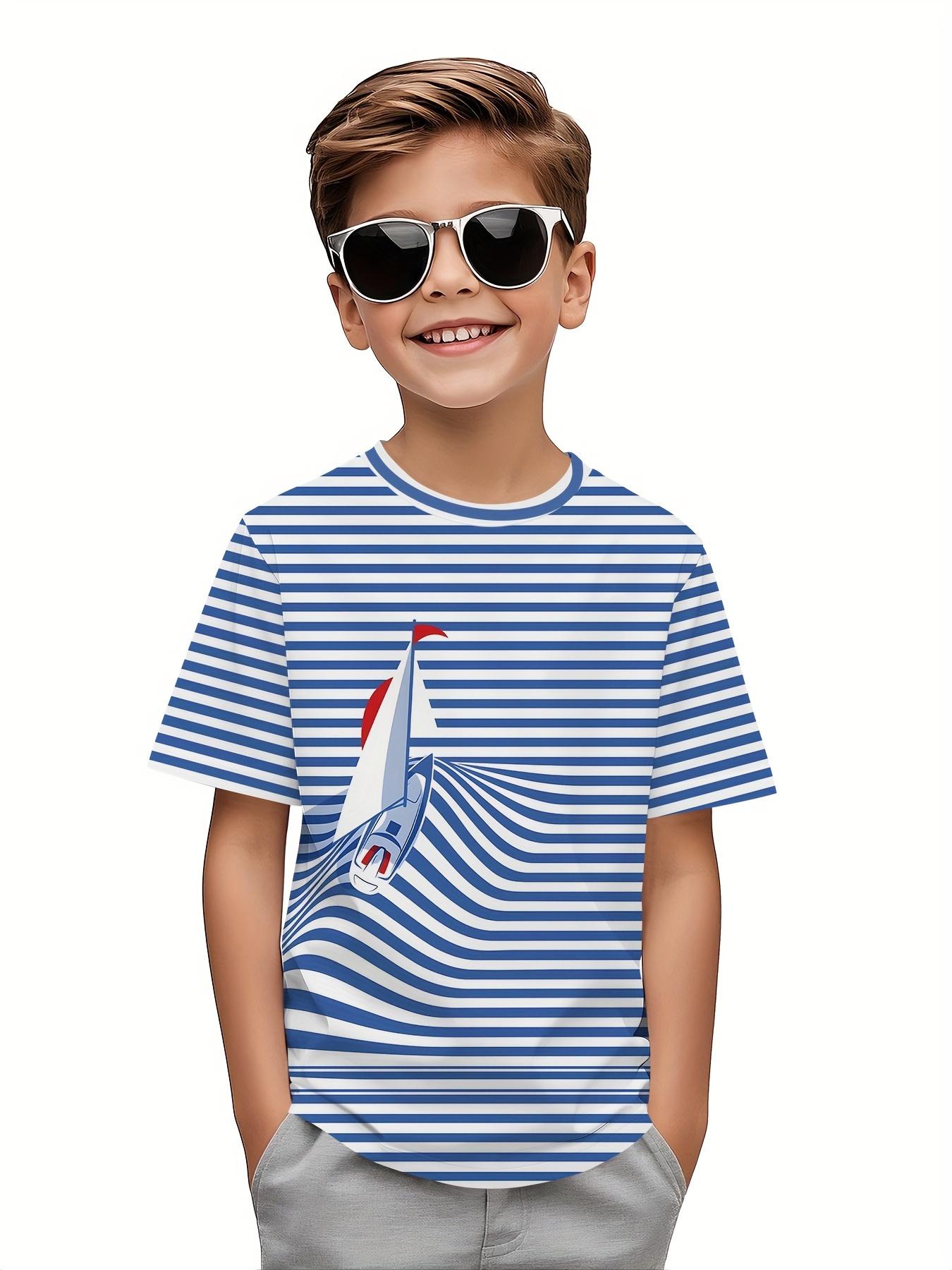 Boys  round neck T-shirt, summer fashion boys  digital printed casual T-shirt 100