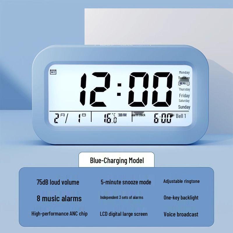 Smart Multi-functional Desktop Alarm Clock with Mute Mode and Long Battery Life